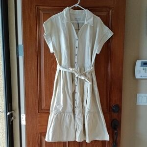 Ava & Viv Cream Button-Down Midi Dress